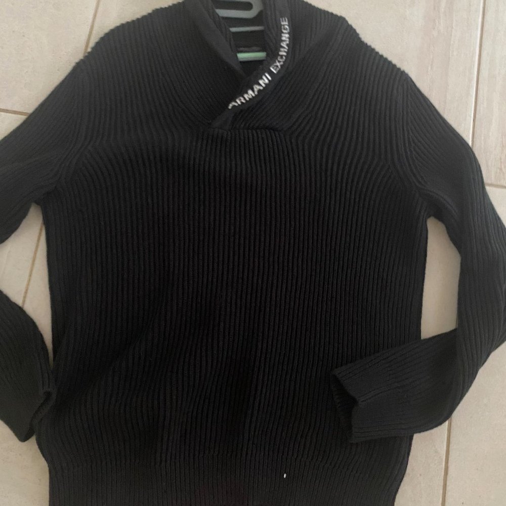 Mens black sweater Armani Exchange size XXL black 100% cotton